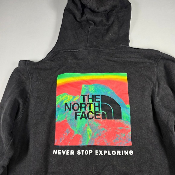 North Face Mens Hoodie Sweatshirt Black Never Stop Exploring Size Medium - Picture 2 of 8